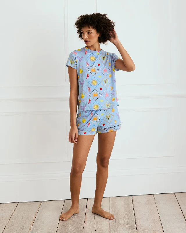 Patchwork Beach Print Short Pyjama Set