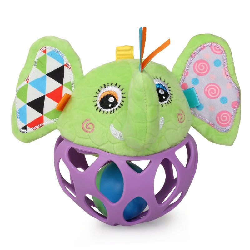 Elephant Purple And Green Rattle Ball