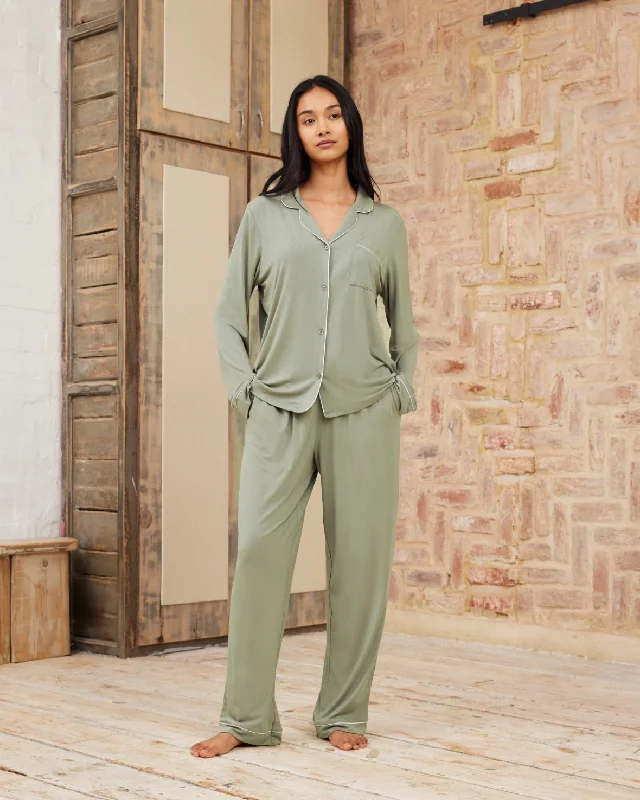 TENCEL™ Modal Long Button Up Pyjama Set - Khaki