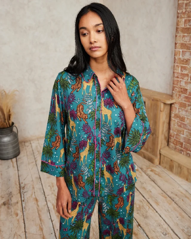 Jungle Nights Print Long Pyjama Set