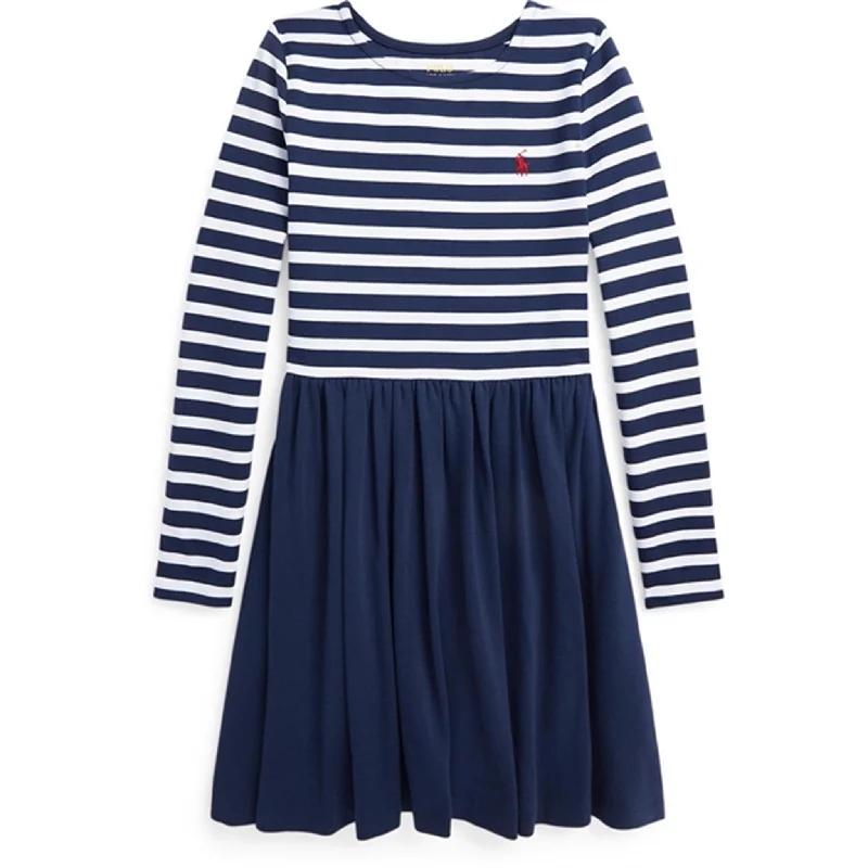 Polo Ralph Lauren Girls Dress Newport Navy W White