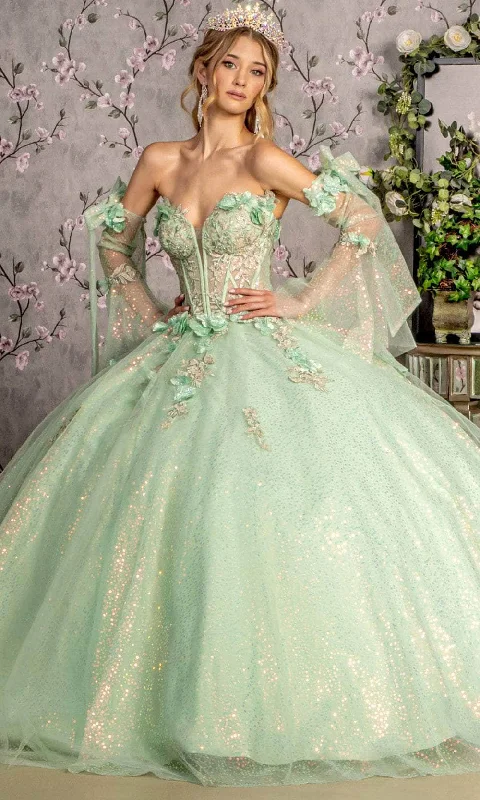 GLS by Gloria GL3486 - Sweetheart Floral Appliques Ballgown