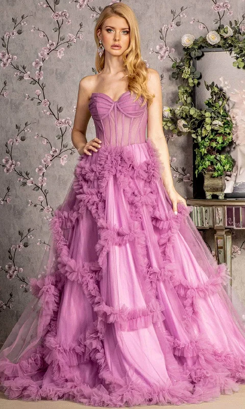 GLS by Gloria GL3455 - A-Line Ruffled Evening Dress