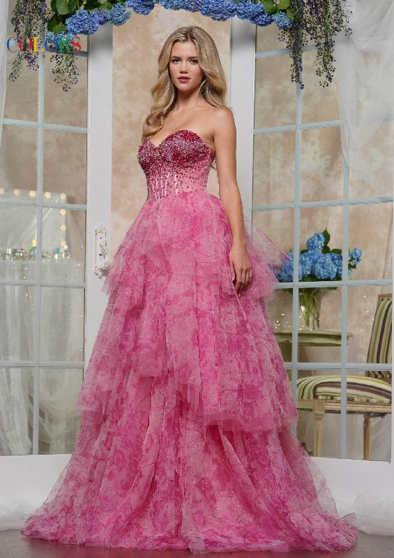 Colors Dress 3572 - Beaded Sweetheart Floral Print Ballgown