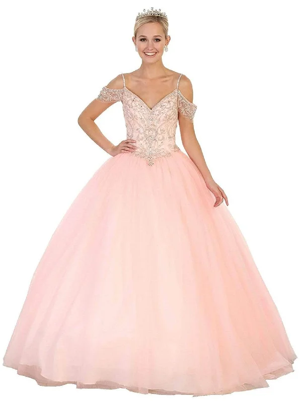 May Queen - LK96 V-Neck Cold Shoulder Quinceanera Ballgown