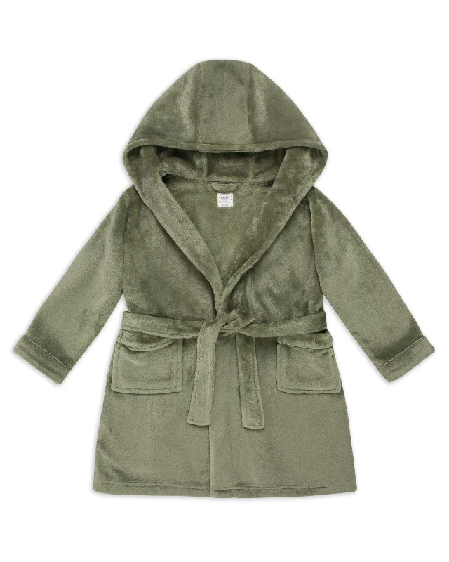 Kids Fleece Dressing Gown - Sage