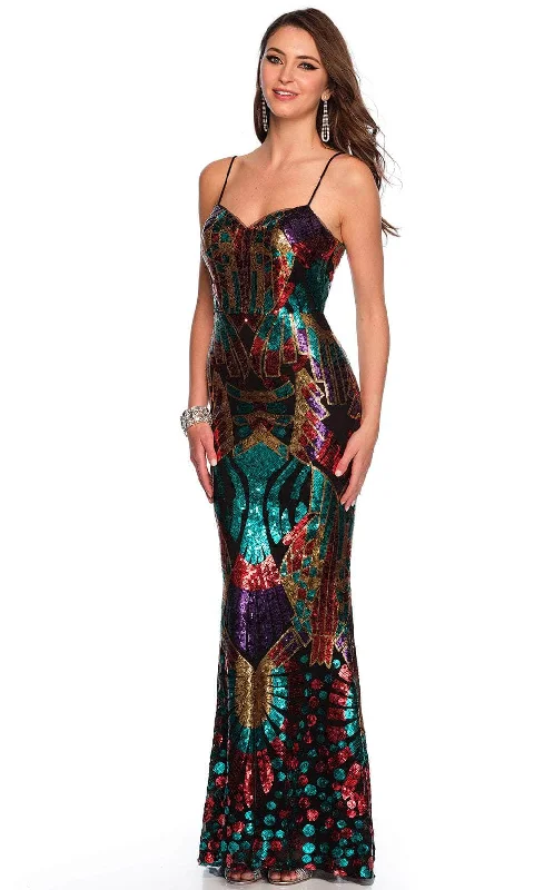 Dave & Johnny 11276 - Multicolor Sequin Prom Gown