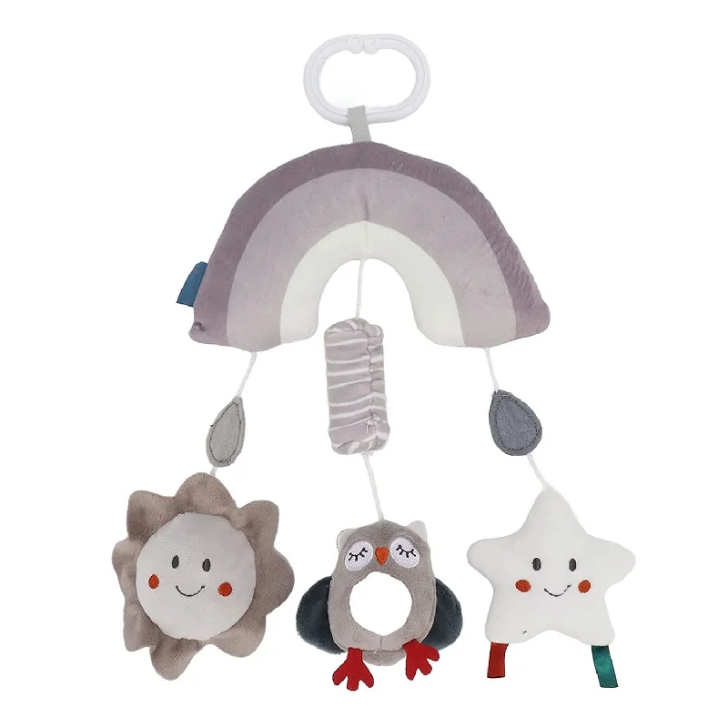 Baby Moo Owl With Sun And Star Squeaker Wind Chime Hanging Musical Toy - Grey