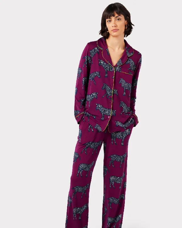 Purple Zebra Print Long Pyjama Set