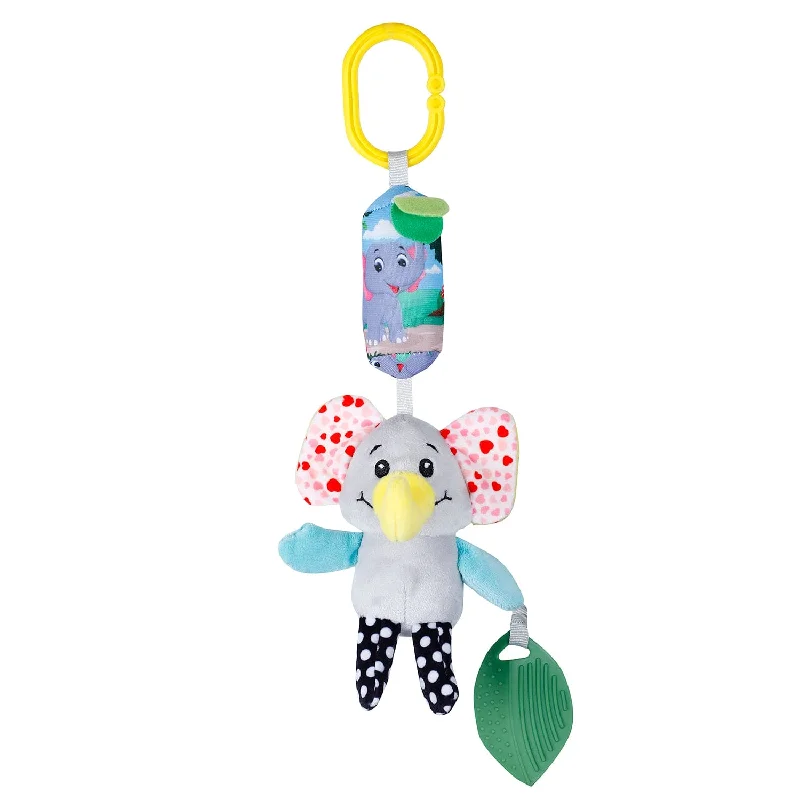 Baby Moo Elephant Sensory Wind Chime Hanging Toy With Teether - Blue