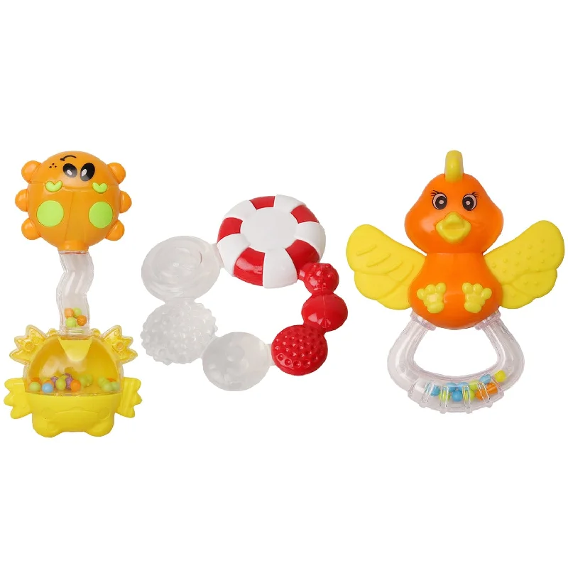 Fun-filled Multicolour Set of 3 Musical Rattle Teether