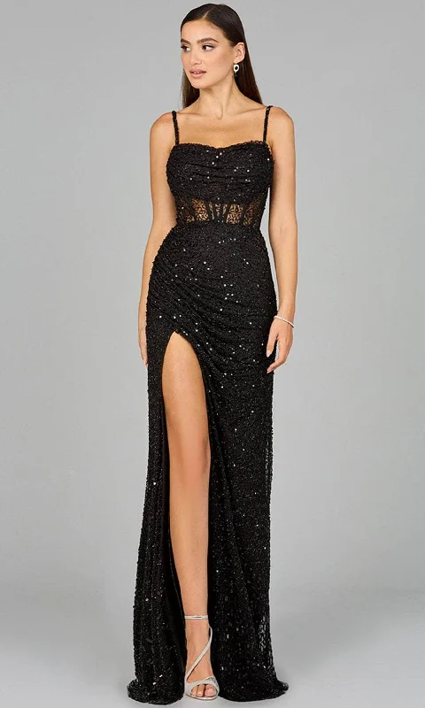 Lara Dresses 9960 - Beaded High Slit Evening Dress