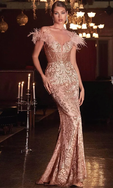 Ladivine J824 - Beaded Trumpet Prom Gown