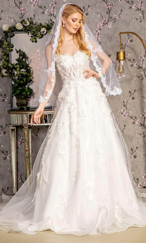 GLS by Gloria Bridal GL3448 - Side Capes A-Line Wedding Dress