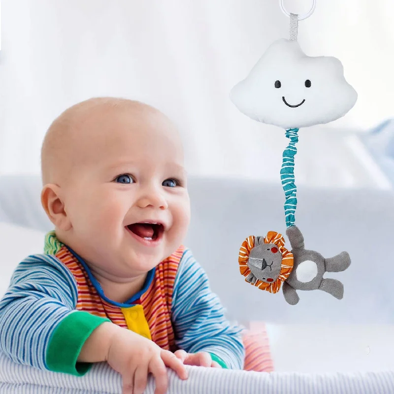 Baby Moo Smiling Cloud Hanging Musical Pulling Toy - Grey