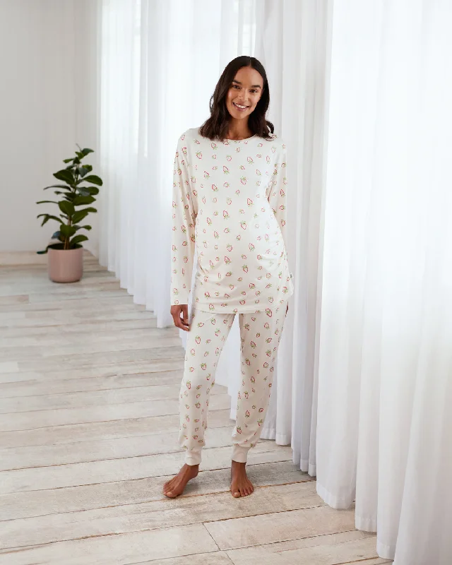 Maternity Strawberry Print Long Pyjama Set