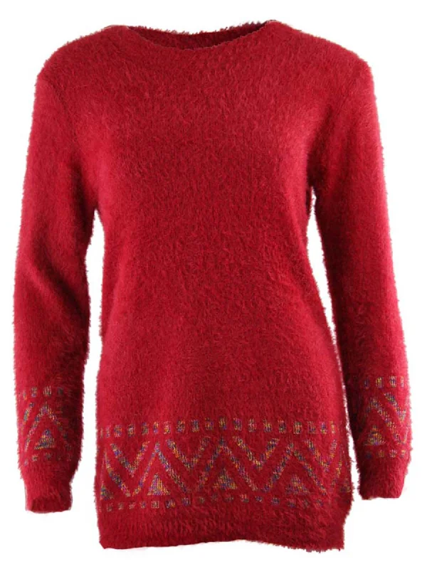 Aztec Print Pullover Fuzzy Sweater