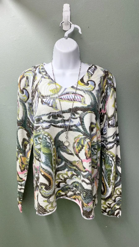 * Charlie B Printed V-Neck Sweater