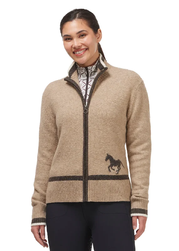 Full Zip Varsity Horse Sweater