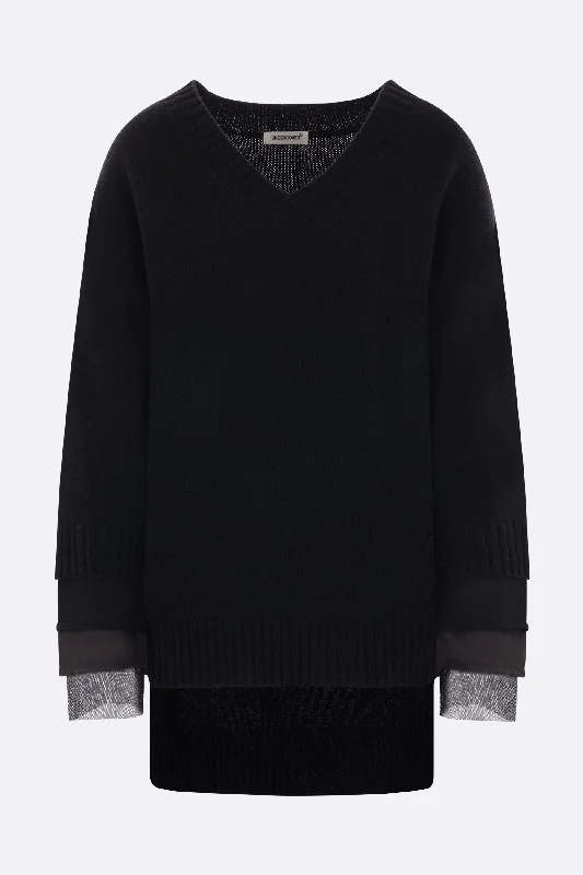 wool sweater with layered sleeves