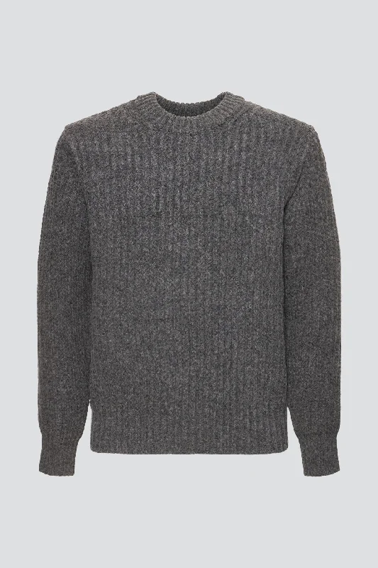 Unisex Dark Melange Grey Intarsia Sweater