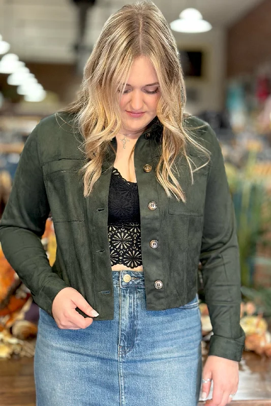 Matilda Hunter Green Crop Trucker Jacket by Kut From The Kloth