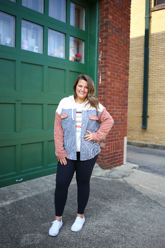 Navy Cream and Rust Colorblock Jacket | Boutique Elise | Jayden