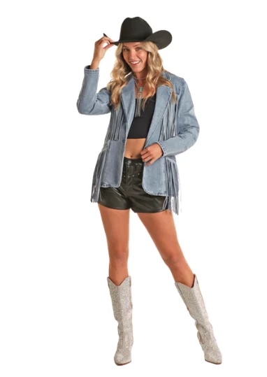 Rock and Roll Cowgirl Denim Fringe Jacket