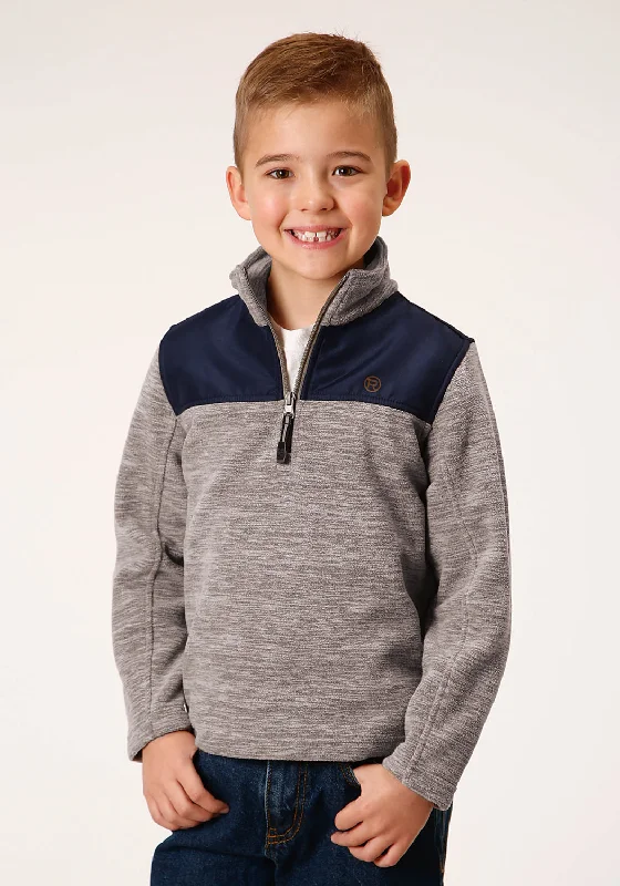 Roper Boys Brown/Blue Polyester Micro Fleece Jacket