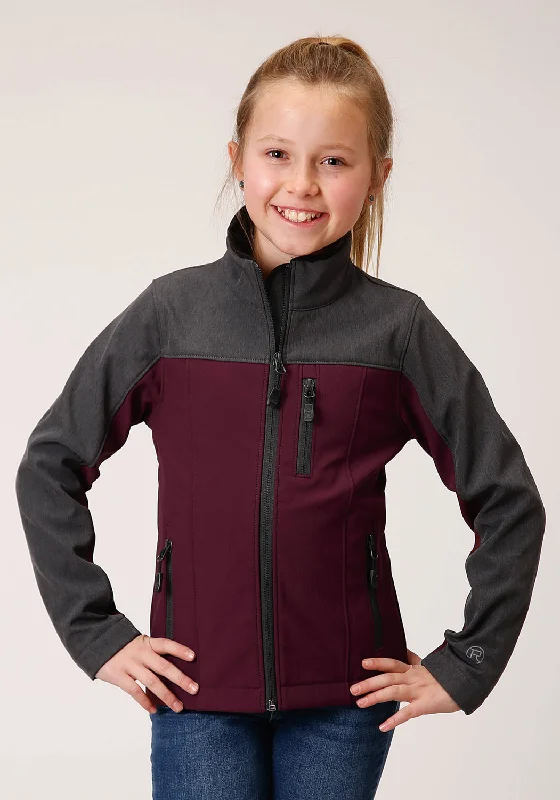 Roper Girls Kids Wine/Grey Polyester PCD Softshell Jacket