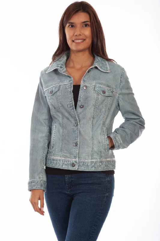 Scully Womens Denim Leather Classic Jean Jacket