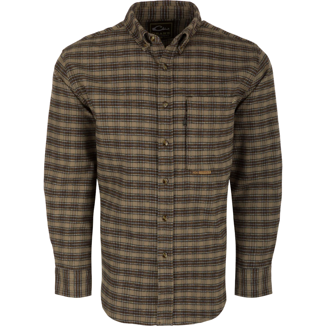 Drake Autumn Brushed Twill Plaid Button-Down Long Sleeve Shirt