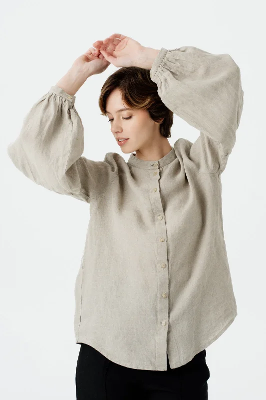 Amber Shirt, Long Sleeve, Natural Linen