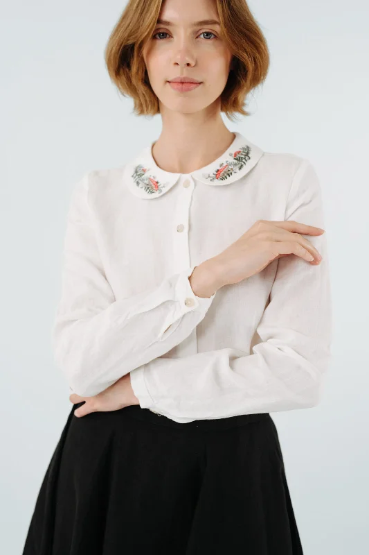 Classic Shirt, Long Sleeve, Embroidered Collar