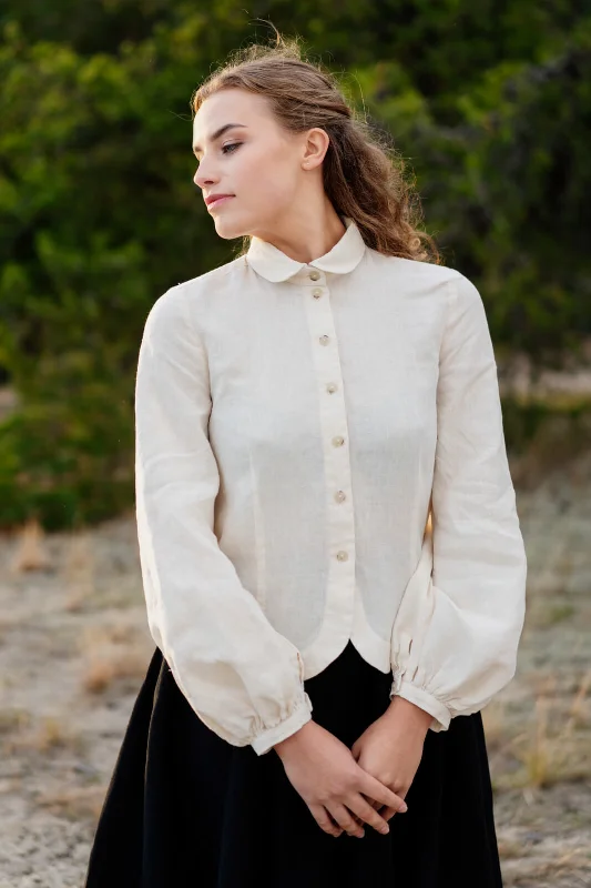 Fitted Sophie Shirt, Long Sleeve, Hemp, Milky White