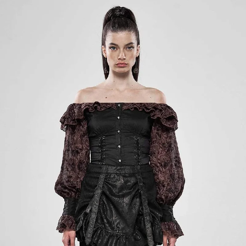 Women's Goth Off Shoulder Frilled Flare Sleeved Shirts