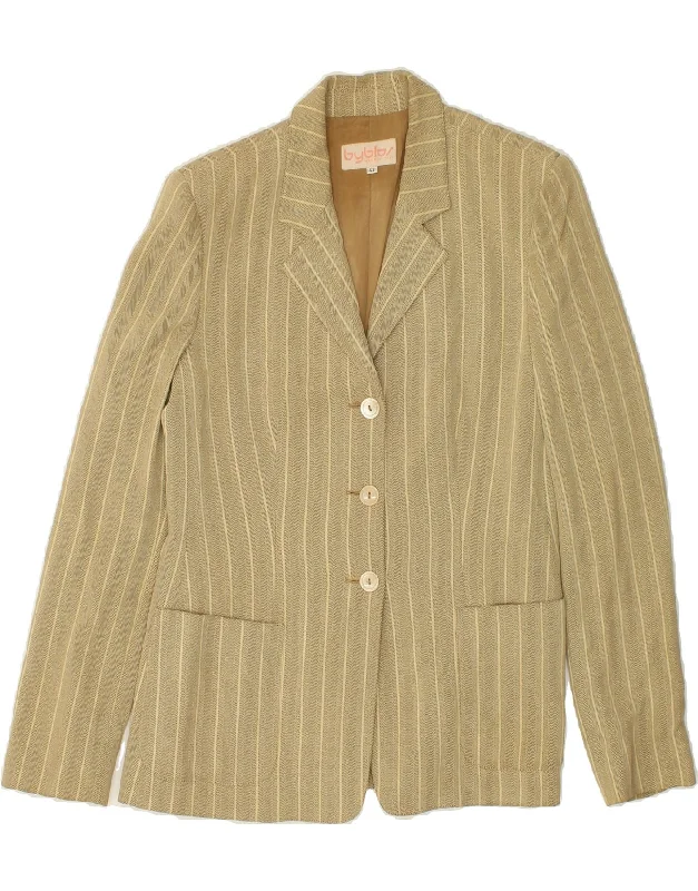 BYBLOS Womens 3 Button Blazer Jacket IT 42 Medium Beige Striped