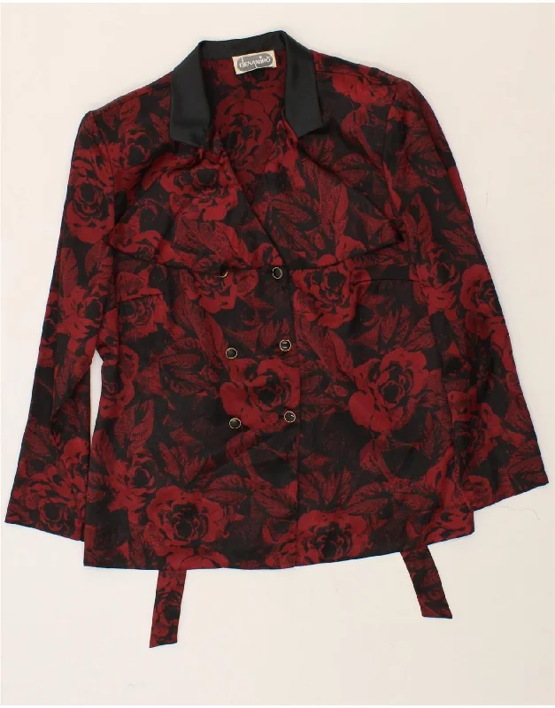 ELENA MIRO Womens Double Breasted Blazer Jacket UK 18 XL Red Floral