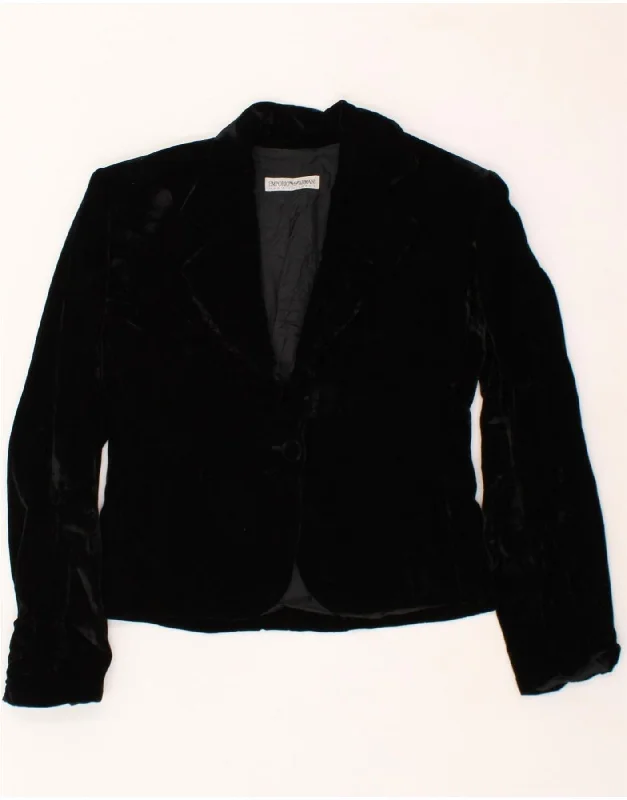 EMPORIO ARMANI Womens 1 Button Blazer Jacket IT 44 Medium Black Viscose