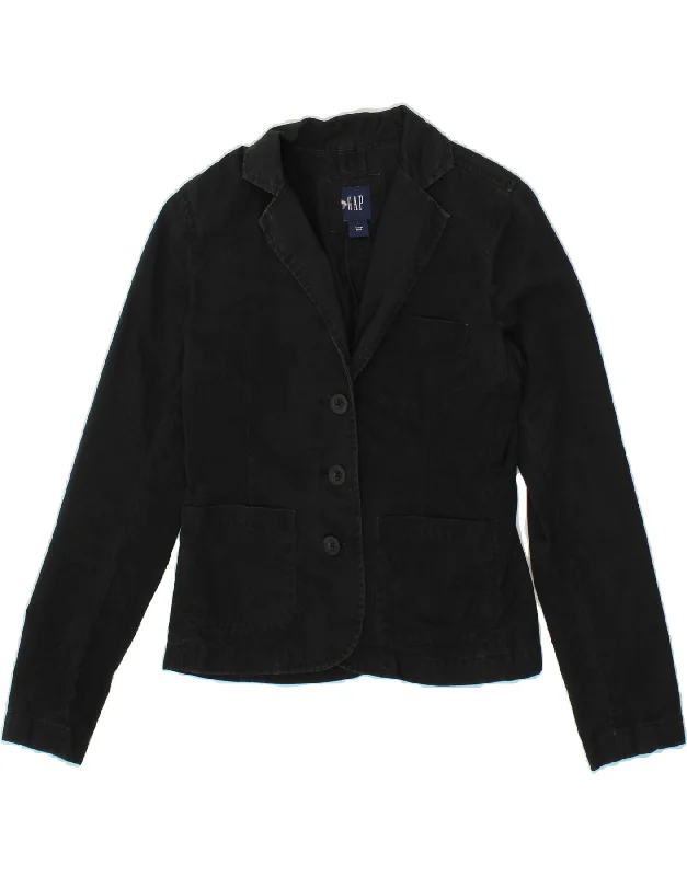 GAP Womens 3 Button Blazer Jacket US 1 XS Black Cotton