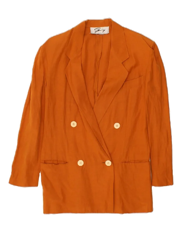 GENNY Womens Double Breasted Blazer Jacket UK 12 Medium Orange