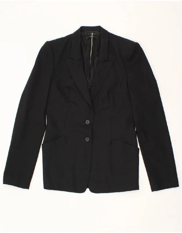 HUGO BOSS Womens 2 Button Blazer Jacket UK 8 Small  Black Virgin Wool