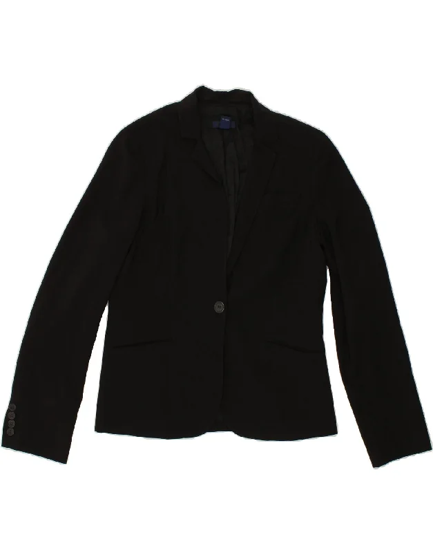 J. CREW Womens 1 Button Blazer Jacket US 12 Large Black Wool