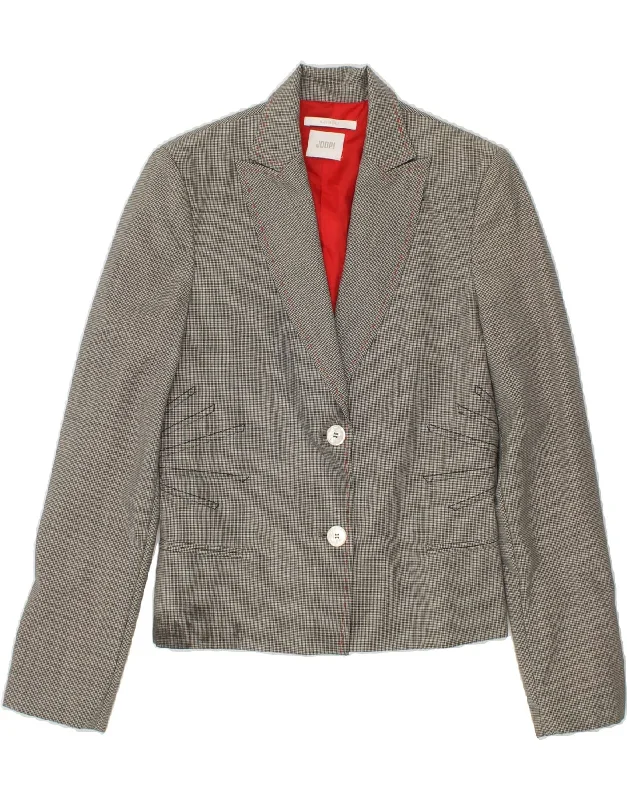 JOOP Womens 2 Button Blazer Jacket UK 12 Medium Grey Check