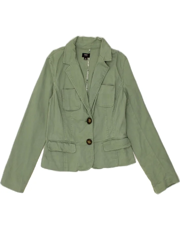 MOSSIMO Womens 2 Button Blazer Jacket UK 14 Medium Green Cotton