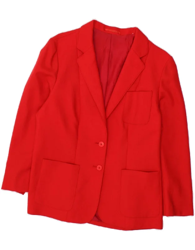 VINTAGE Womens 2 Button Blazer Jacket UK 16 Large Red