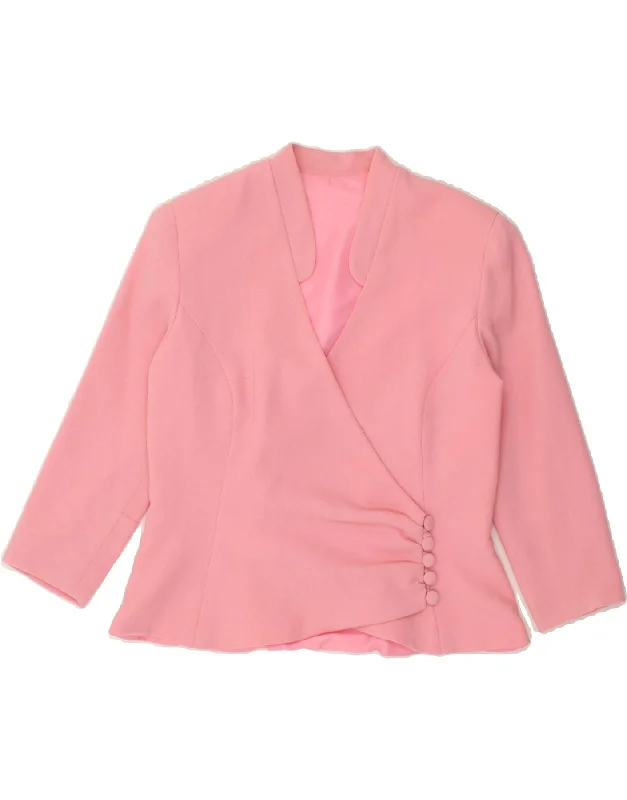 VINTAGE Womens 5 Button Blazer Jacket UK 10 Small Pink