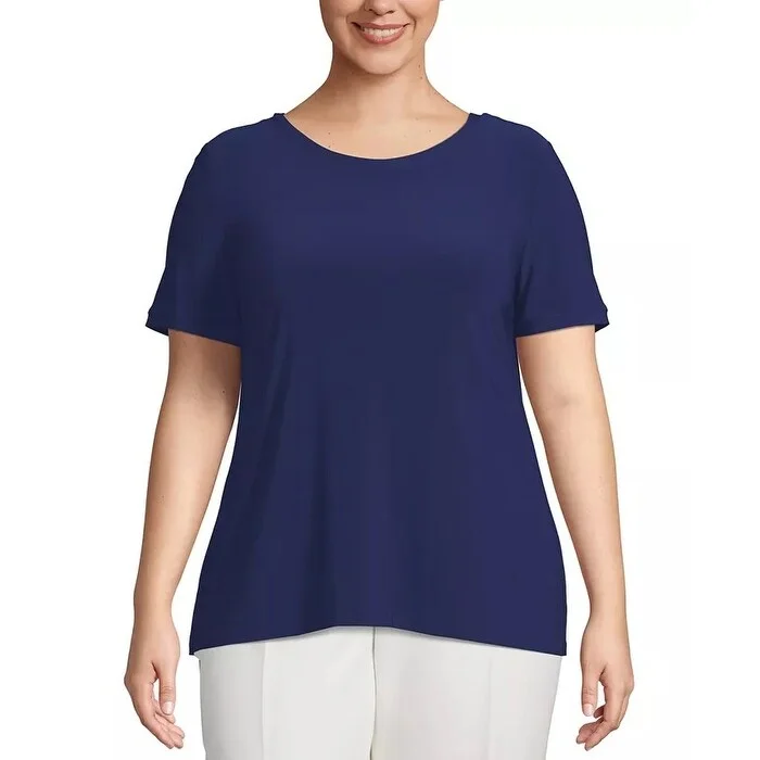 Anne Klein Women's Plus Size Button-Back T-Shirt Navy Size 2X