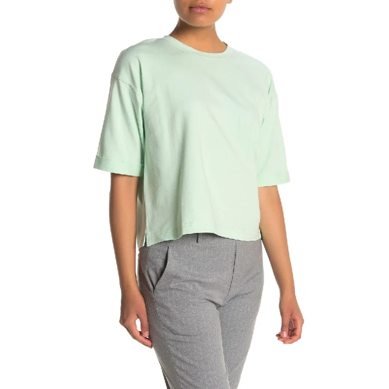 Eileen Fisher Women's Petite Cuffed Sleeve Crew T-Shirt Mint Size Medium