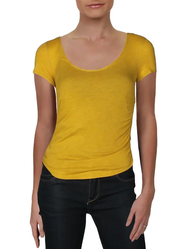 Free People Women's Sonnet Ruched Scoop Neck T-Shirt Yellow  Size Medium